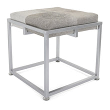 Load image into Gallery viewer, Cowhide Ottoman/Vanity Stool Silver

