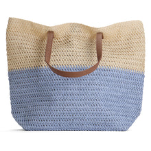 Load image into Gallery viewer, Beach Bag - Straw Bag - Large Tote Bag - Sand / Seafoam
