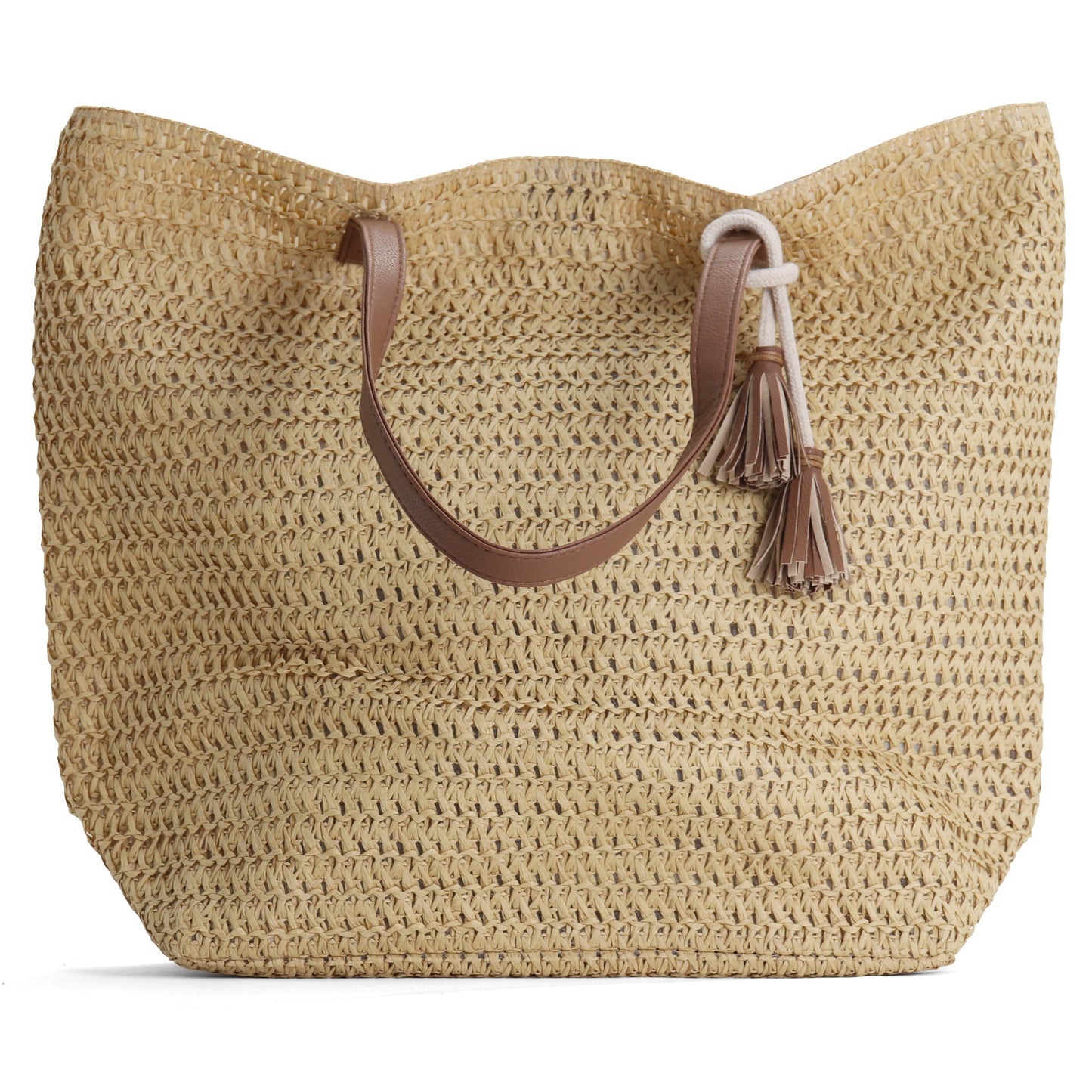 Beach Bag - Straw Bag - Large Tote Bag - Brown