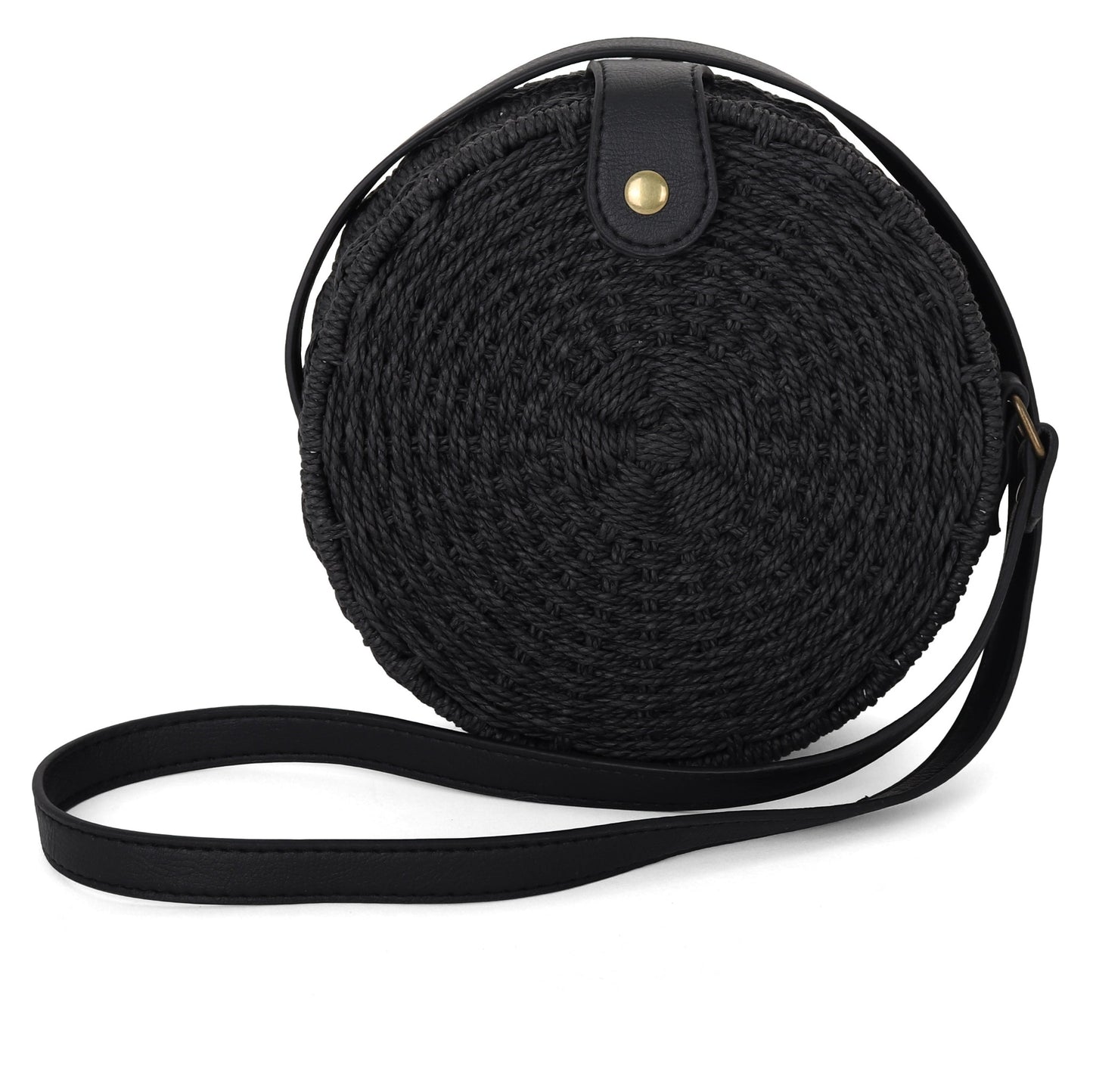 Cooper Straw Crossbody Bag - Black